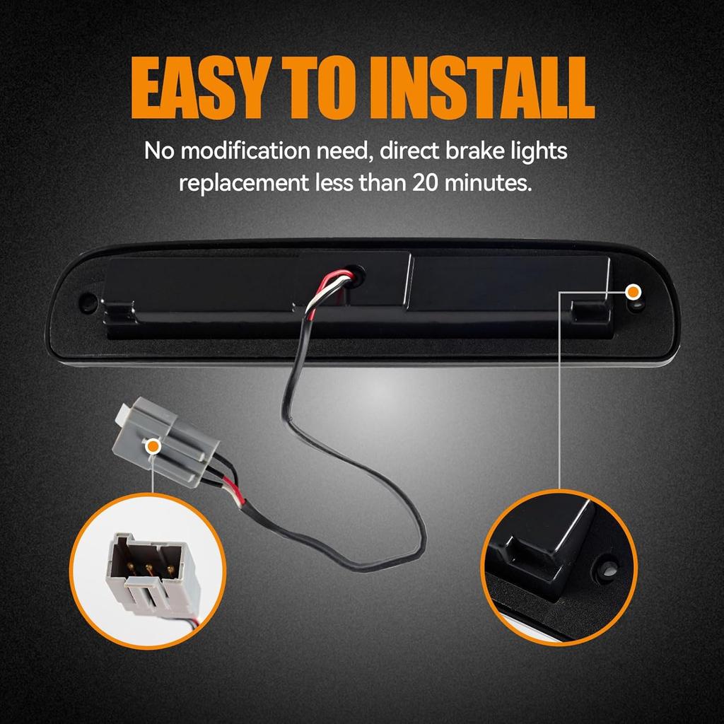 3Rd Third Brake Light LED For 1999-2016 Ford F250 F350 F450 F550 Super Duty, 1993-2011 Ford Ranger High Mount Rear Cab Brake Lights Assembly, 99-16