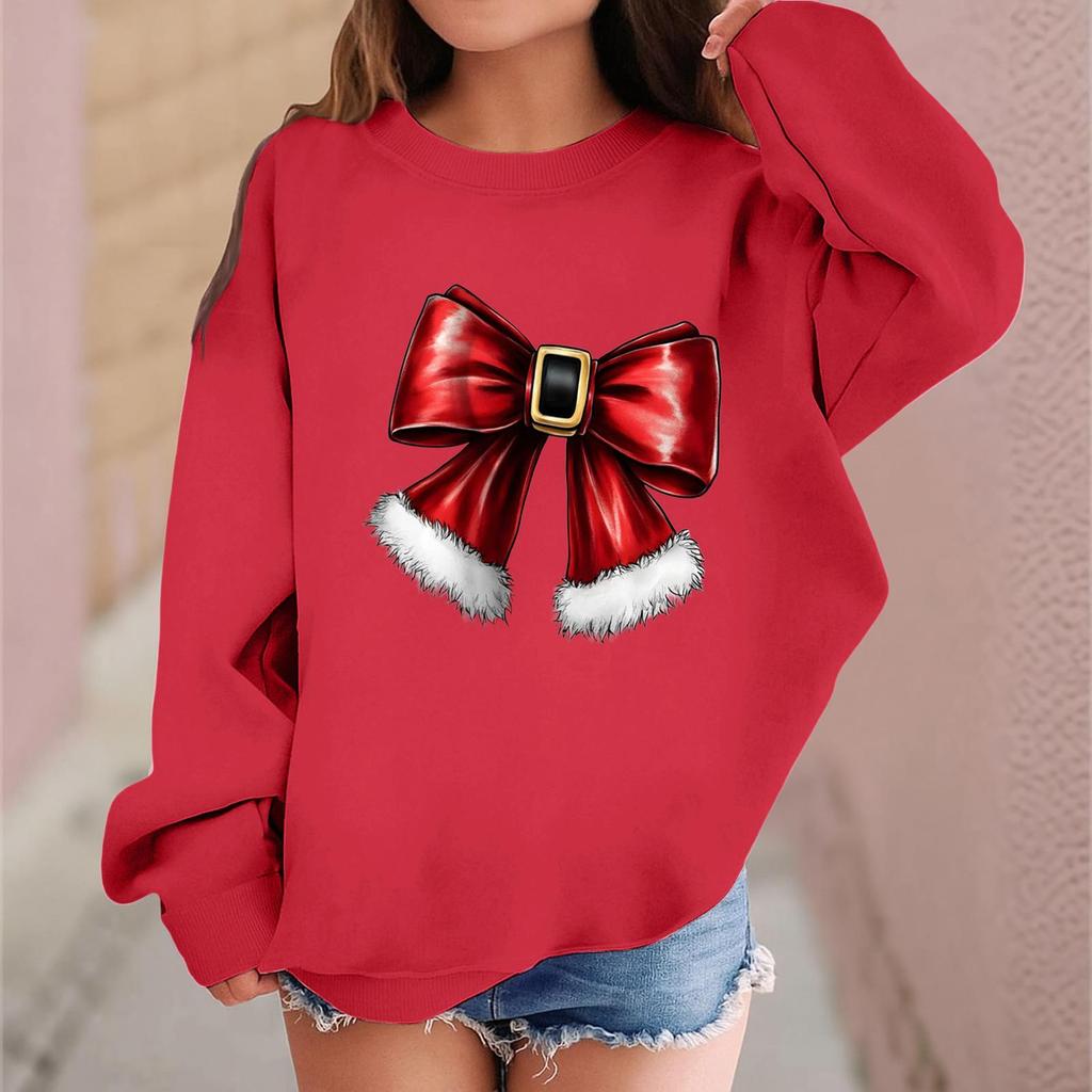 Children's Fashionable Casual Long-sleeved Loose Christmas Print Pullover Sweatshirt