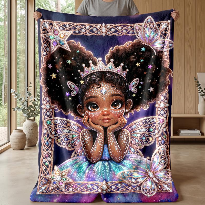 Fairy in a Magical Garden Theme blanket Lightweight Warm Flannel Blanket Decorative Throw Blanket for Home Decoration