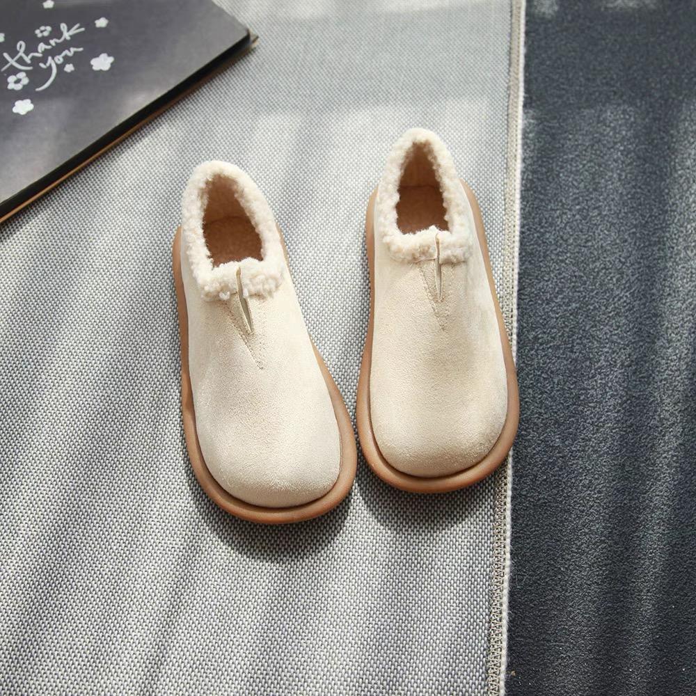 Платформа мех замша женские туфли на плоской подошве мокасины теплые плюшевые хлопковые туфли брендовая повседневная обувь женская зимняя удобная нескользящая обувь 2024 года