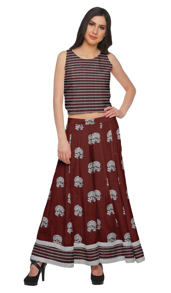 Moomaya Crop Top And Palazzo Set For Girls Printed Santoon Womens Clothing