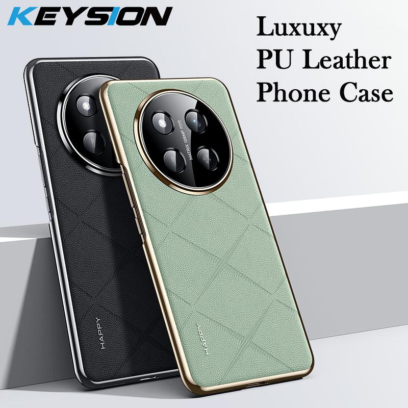 KEYSION Luxury Grid Pattern PU Leather Case for HONOR X9c Plating Hard PC Shockproof Phone Back Cover for Huawei Honor X9c 5G