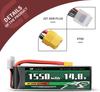 Липо-аккумулятор 4S 14.8V 1550mAh 100C с разъемом XT60 – Высокая мощность для RC моделей – Мягкий корпус, силиконовый провод