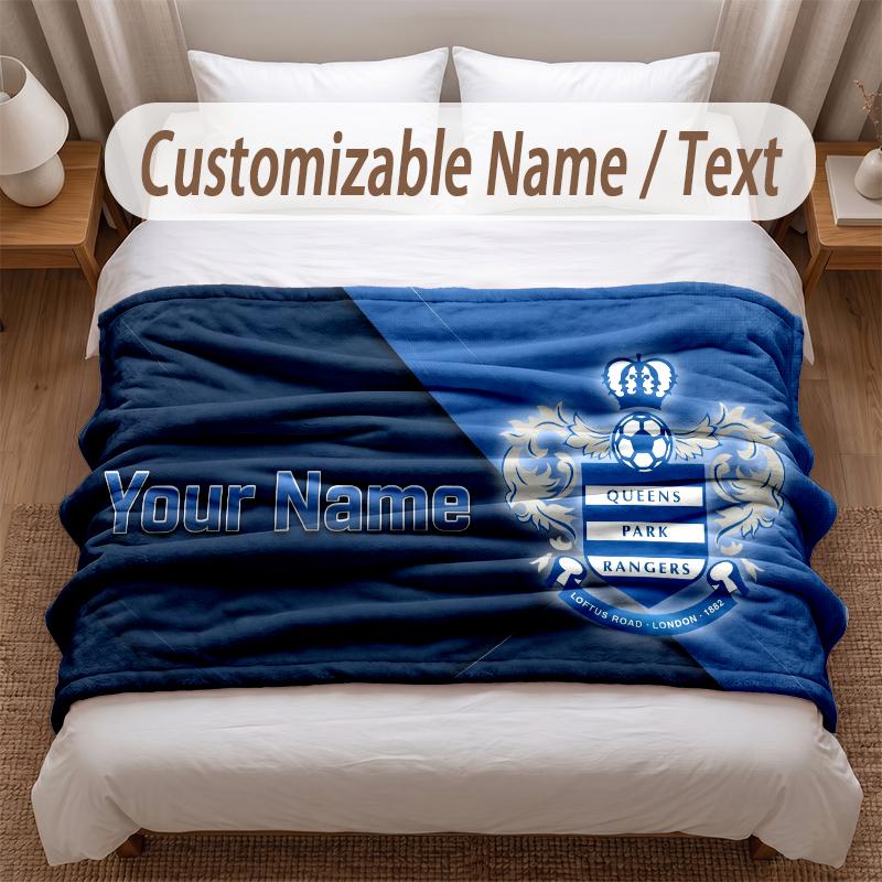 Queens Park Rangers Printed Flannel Blanket Custom Name Text Soft Warm Throw For Bedroom Holiday Gift