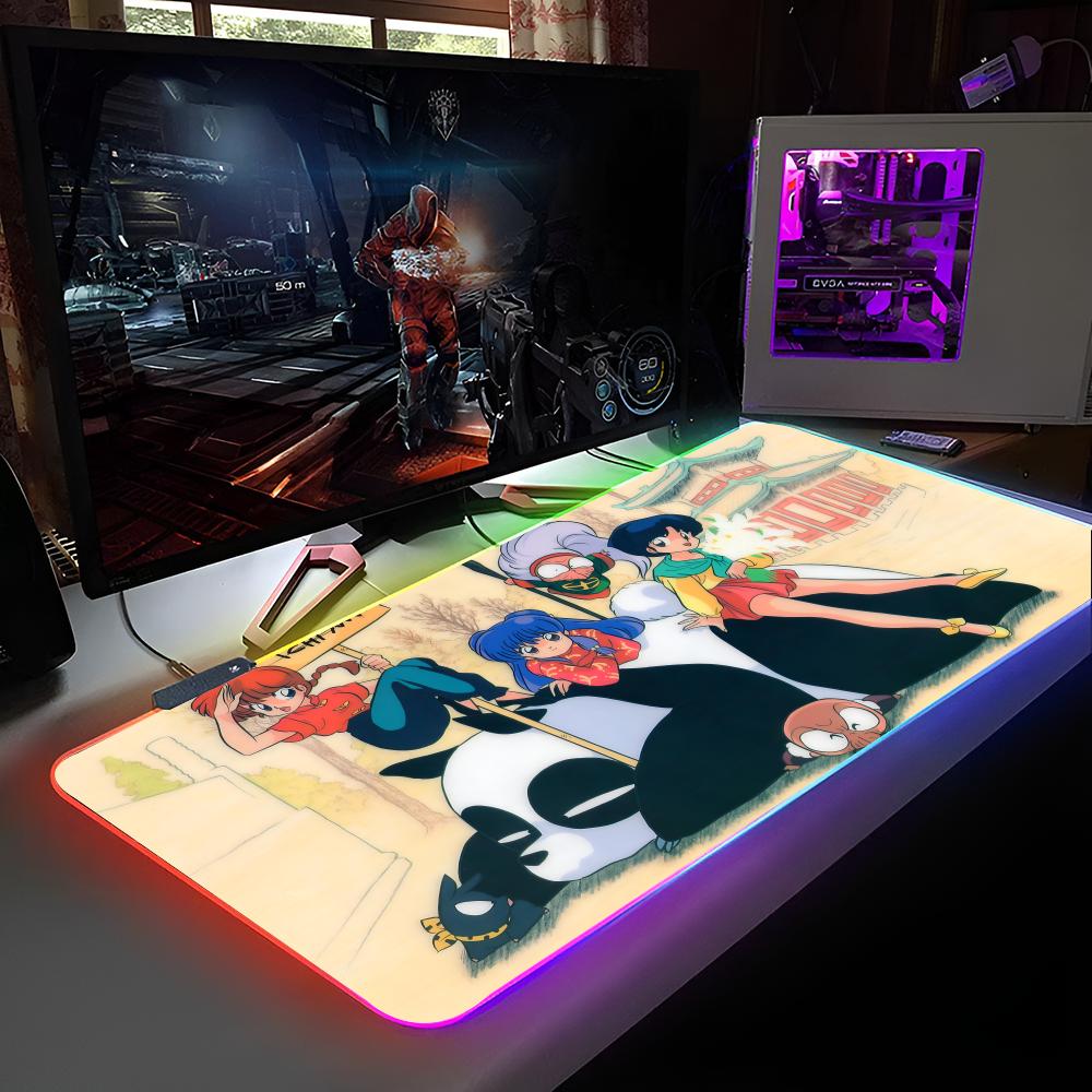 Мультяшная подставка для мыши Ranma 1/2 RGB-подсветка Подставка для мыши для ноутбука Игровая подставка для мыши для ноутбука Игровые аксессуары для компьютерного стола
