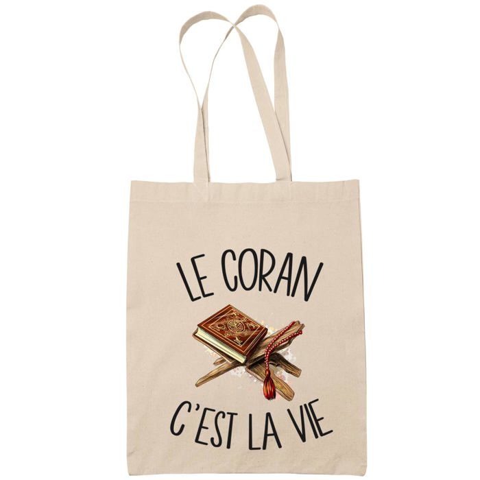 Tote bag - PLANETEE - Sac cabas - Coton beige - Motif « coran c'est la vie » - Imprimé en France