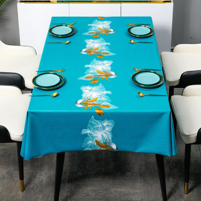 Скатерть в скандинавском стиле, водонепроницаемая и маслостойкая скатерть из ПВХ, прямоугольная скатерть Chazhhuo с простым узором и цветком, уличная походная ткань