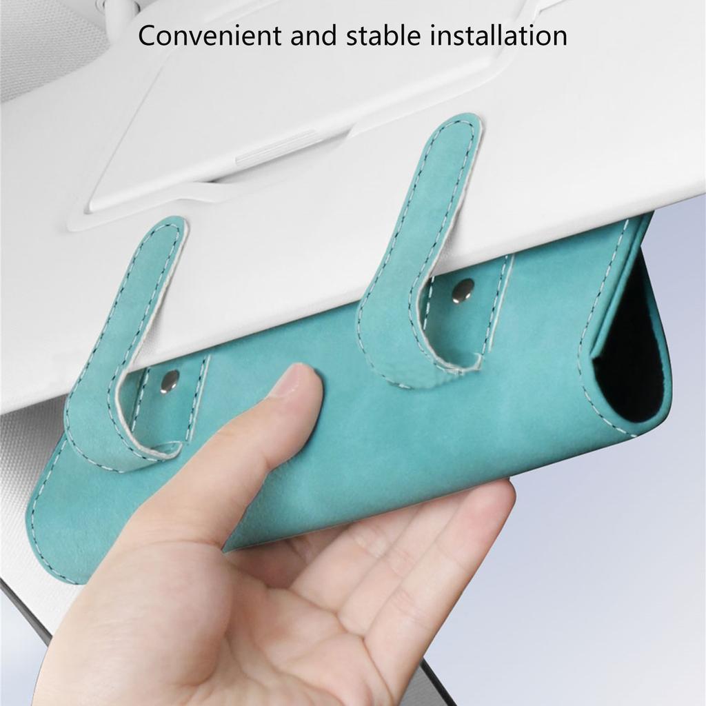 Sunglasses Holder for Car Sun Visor Eyeglasses Car Visor Clip Storage Glasses Organizer Case PU Leather Glass Holder