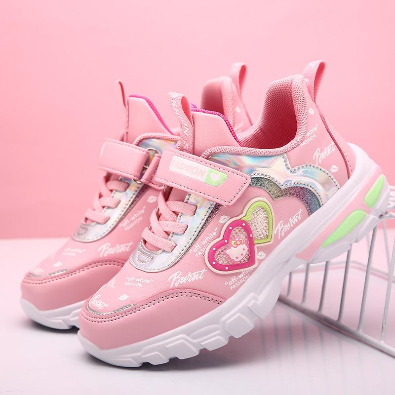 Кожаные кроссовки легкие новые спортивные туфли осень и зима принцесса 2020 удобные девочки одноклассники дышащие средние и пожилые дети