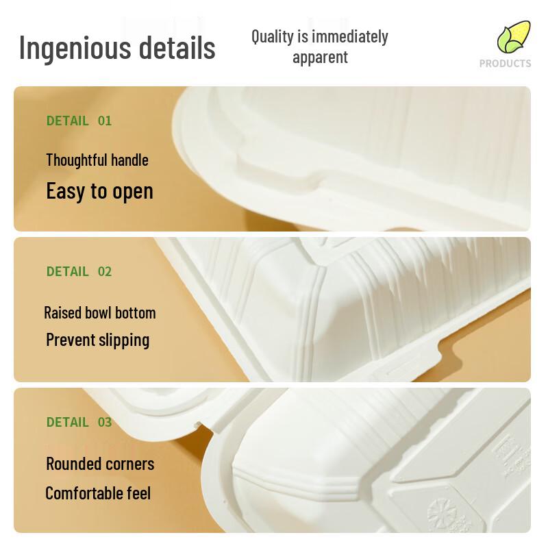 Disposable Degradable 3-Compartment Food Containers