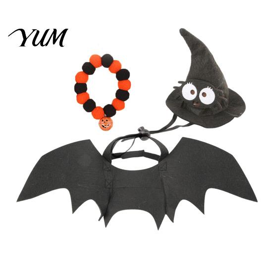 Creative Pet Holiday Attire Halloween Cat Costume, Bat Wings, Funny Witch Hat, Felt Apparel for Parties Festive Cats Small Dogs, Parties, Cosplay