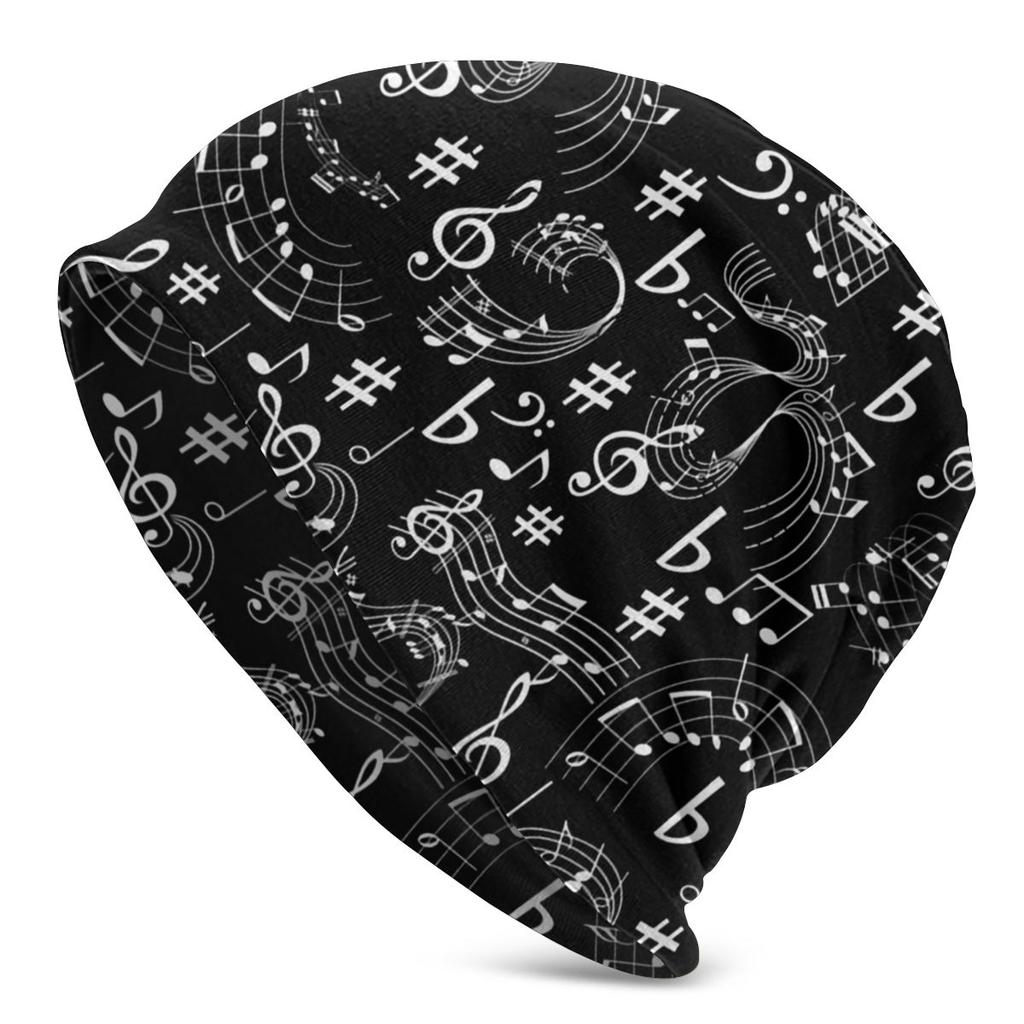 Music Musical Notes Washed Warm Bonnet Outdoor Casual Beanies Protection Unisex Women Hats