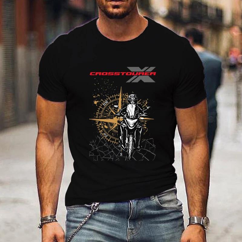 2024 Летняя футболка с принтом Wild Motorcycle Compass Graphics Мужская футболка Модная повседневная футболка с круглым вырезом с коротким рукавом Уличная футболка