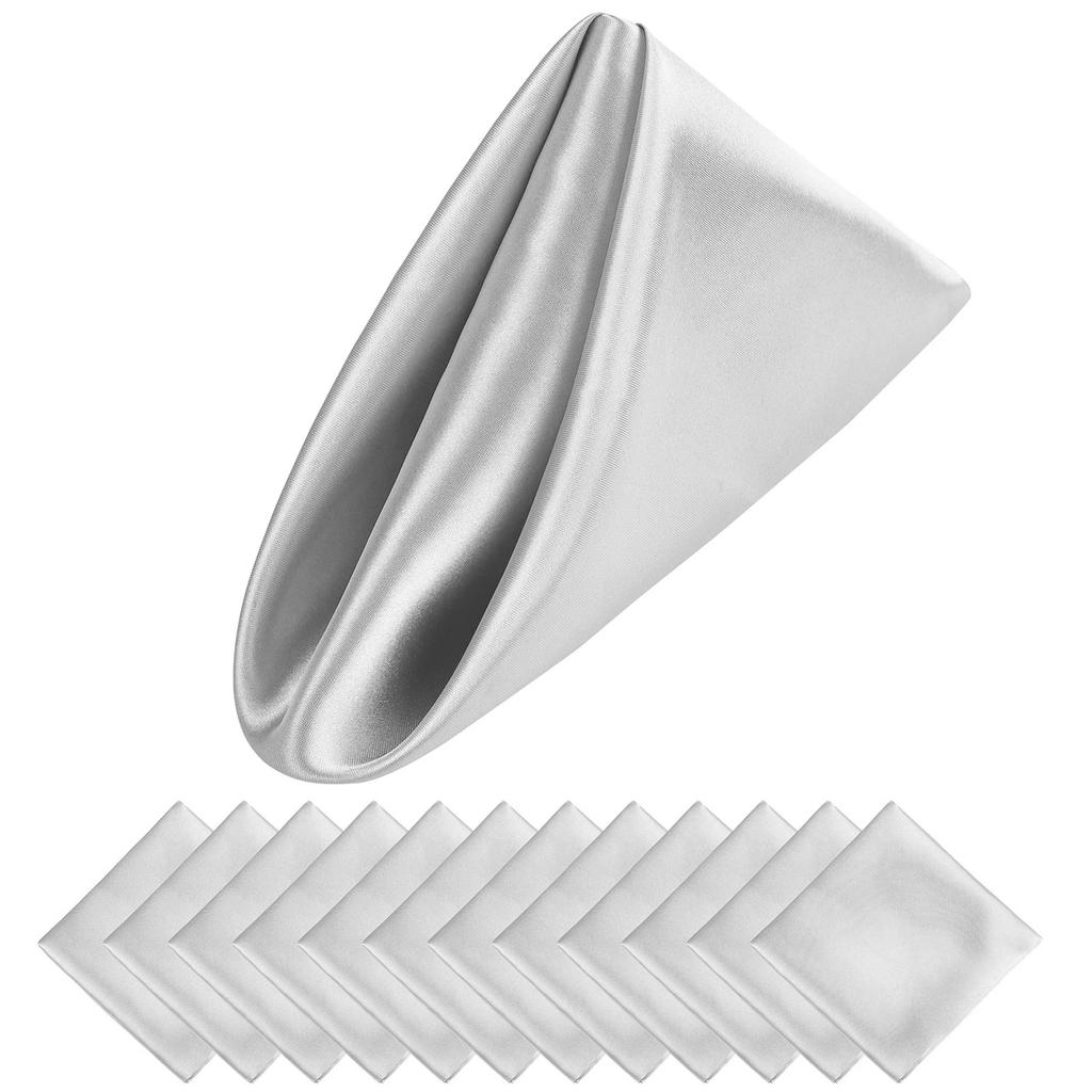 24 Pack Satin Table Cloth Napkins, 12x12 Inch Luxury Dining Table Cloth Napkins Set for Birthday Holiday Party Dinner Restaurant