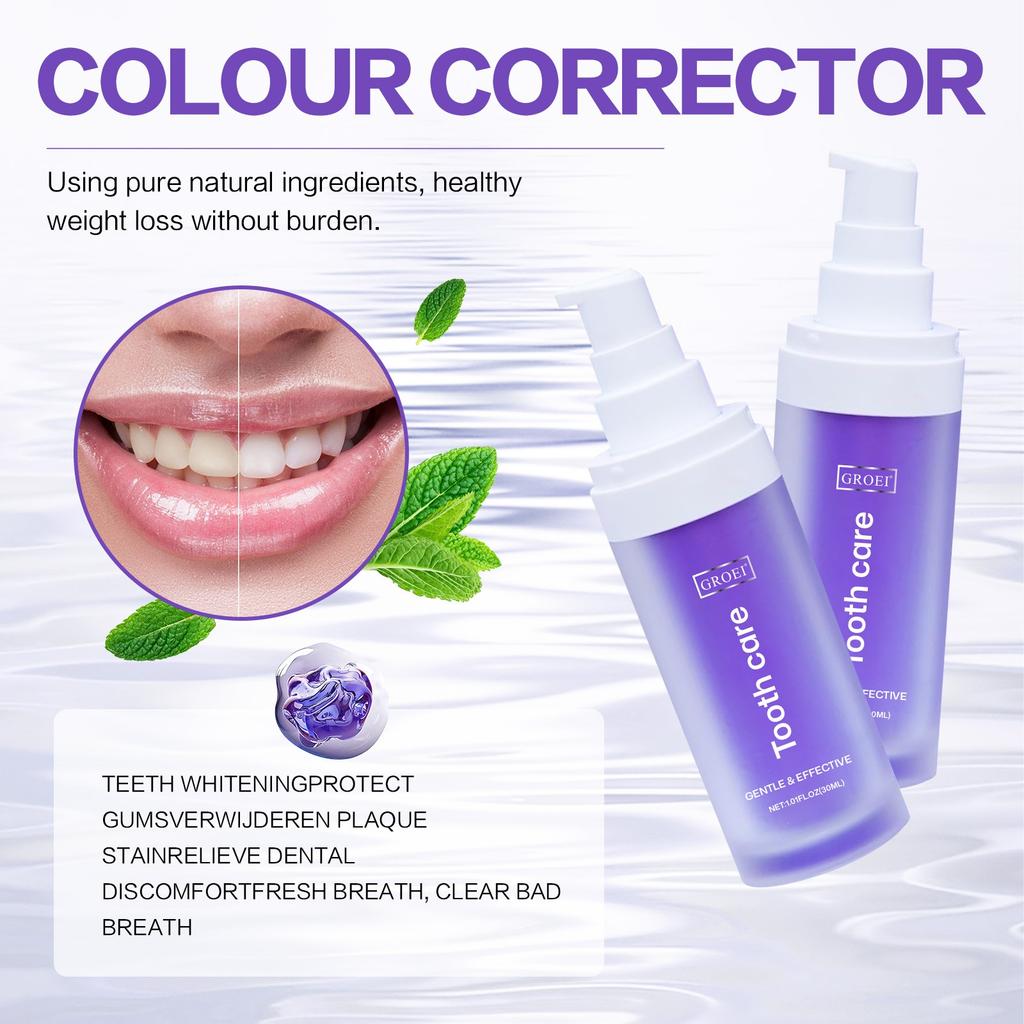 Фиолетовая зубная паста-сыворотка, Фиолетовая зубная паста-сыворотка, Фиолетовое средство для удаления зубных пятен, Усилитель отбеливания зубов, Отбеливатель зубов