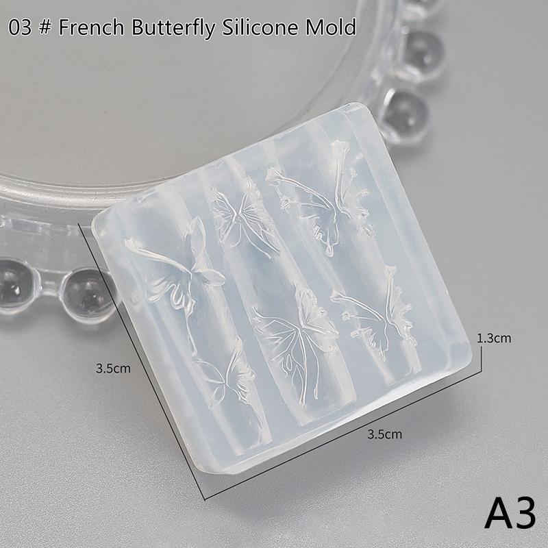 Силиконовая форма для резьбы по ногтям в виде цветка и бабочки, 3D-пластина для штамповки, трафареты для ногтей, инструменты для маникюра с УФ-гелем для самостоятельного изготовления, любители нейл-арта