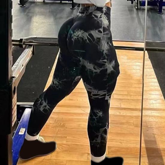 Женские брюки для йоги, леггинсы с высокой талией и широкой эластичной лентой, брюки с принтом тай-дай, подтягивающие бедра, улучшающие фигуру, брюки для бега и велоспорта