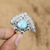 Natural Larimar Gemstone Multi Stone Adjustable Ring 925 Silver For Girls