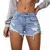 Модные рваные джинсовые шорты с необработанным краем, женские летние сексуальные узкие брюки, закрывающие бедра, корейские джинсовые шорты с высокой талией для похудения
