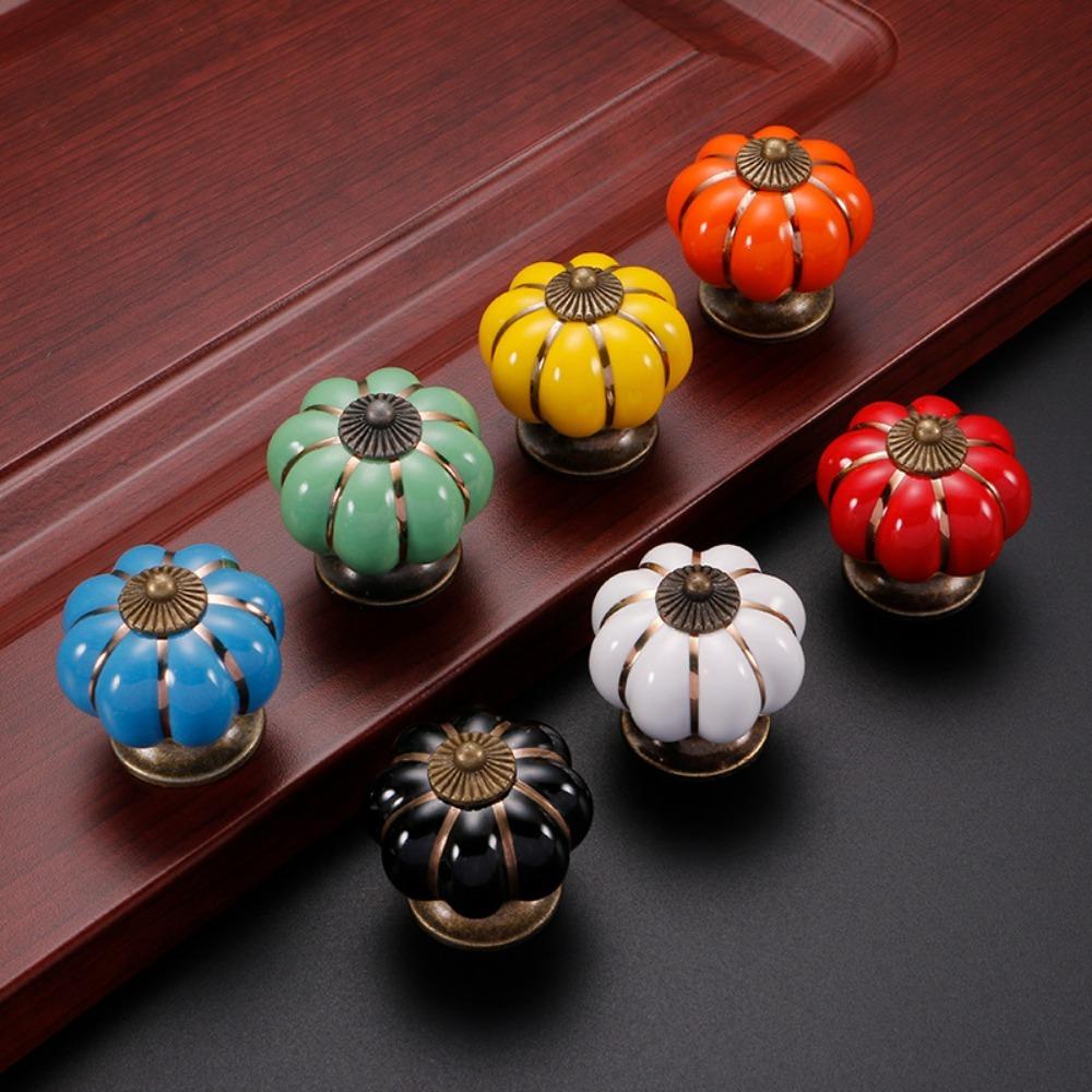 Colorful Furniture Single Hole With Screws Pumpkin Door Knob Drawer Pull Drawer Knob Door Handle
