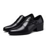 100% Genuine Leather Men Height Increasing Shoes 6cm Fashion Brand Male Footwear Pure Black