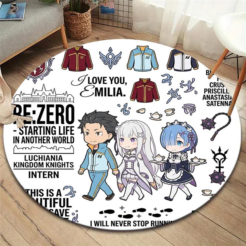 Re Zero Круглый ковер Ковер для гостиной спальни дивана игровой комнаты Декор Нескользящий коврик для пола