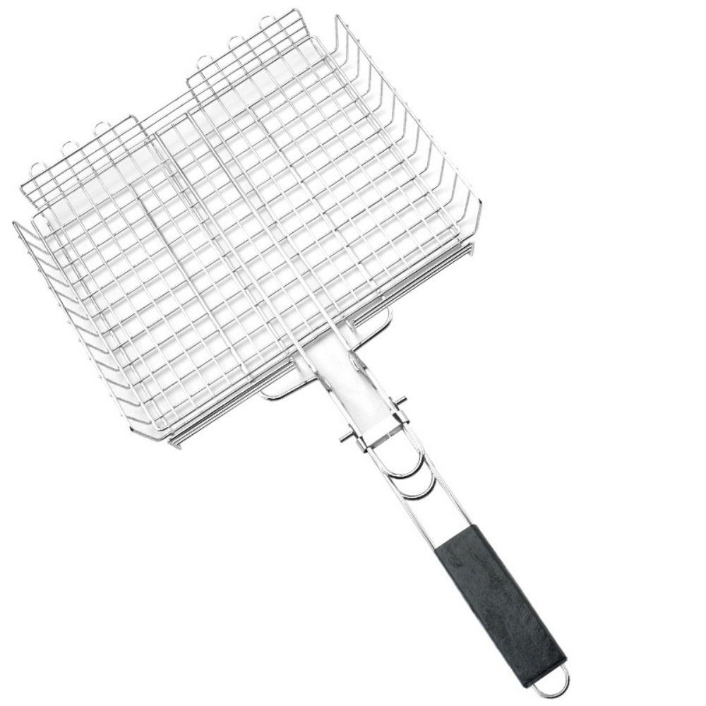 Practical Folding Fish Grill Basket Extra Large Detachable BBQ Rack Non-stick Stainless Steel Barbecue Mesh Mat Party