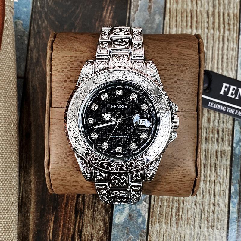 Часы Мужские Модные Ретро Роскошные Креативные Стальной Браслет Наручные Часы Аналоговые Часы Светящаяся Стрелка Календарь Мужские Кварцевые Наручные Часы Montre Homme