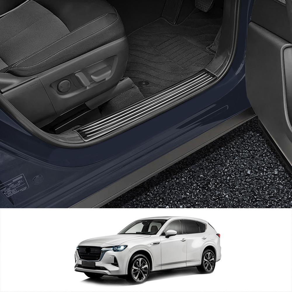 For Mazda CX-60 CX60 Auto Scuff Plates Door Sill Protector Trim Kick Guard Pedal Cover Stainless Steel 4pcs Car Accessories