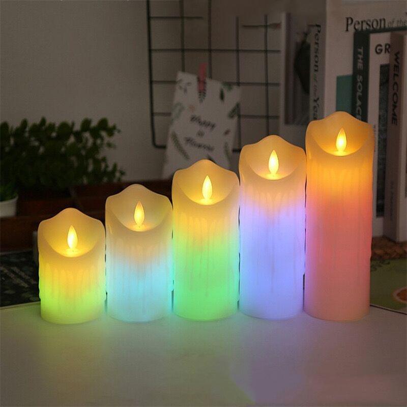 USB-перезаряжаемая столбиковая RGB-свеча Парафиновый воск Танцующий фитиль с 18-клавишным разноцветным пультом для домашней вечеринки, украшение стола
