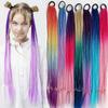 Synthetic Colorful Braided Ponytail  Dirty Braids Hair Extensions Wear In Pony Tail And Chignon With Rubber Band For Kids