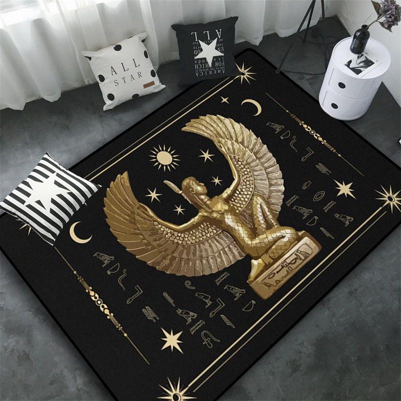 Triple Moon and Pentagram Altar or Tarot Witchy Floor Mat Black Witch Rug Gothic Decor phases Divination Runic carpet