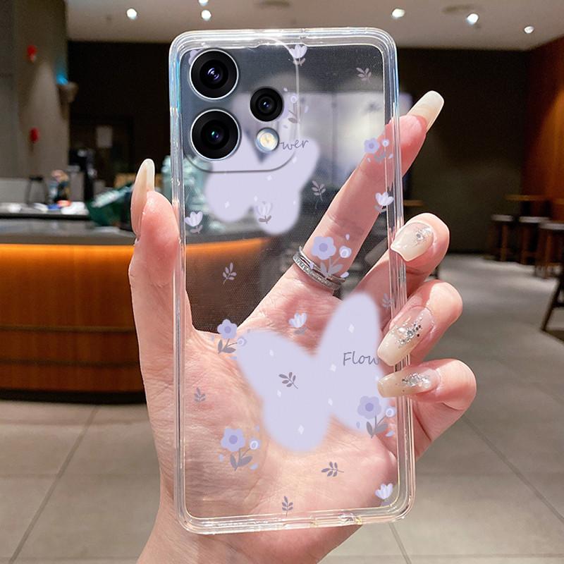 For OPPO Reno 15 5G Case CPH2825 Clear Fashion Butterfly Flower Soft TPU Silicone Jelly Back Cover For OPPO Reno15 5G Phone Case