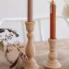 Retro Rustic Wooden Candlesticks Handmade Natural Wood Unfinished Wood Candle Holder Taper Candle Stands Home Table Decoration
