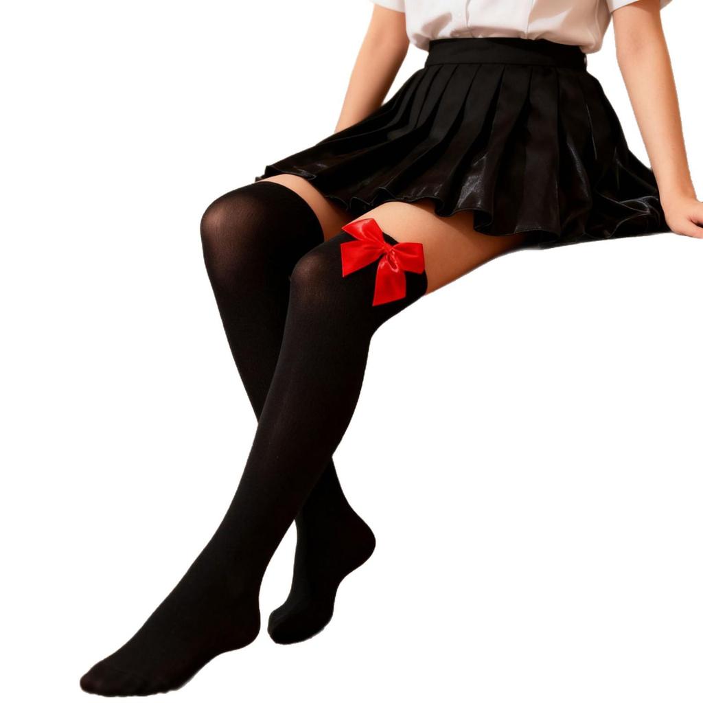 Европейские и американские бархатные носки с бантом до колена на Рождество