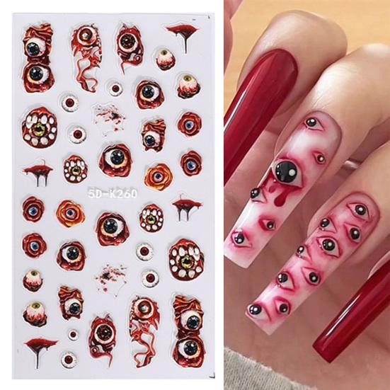 1 Sheet 5D Halloween Nail Stickers Dark Butterfly Lips Blood Drop Relief Design Nail Art Sticker Women Supply