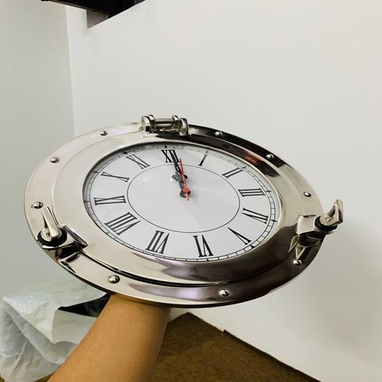 Алюминиевые часы-иллюминатор с хромированной отделкой, настенные часы ручной работы в морском стиле, антикварные настенные часы