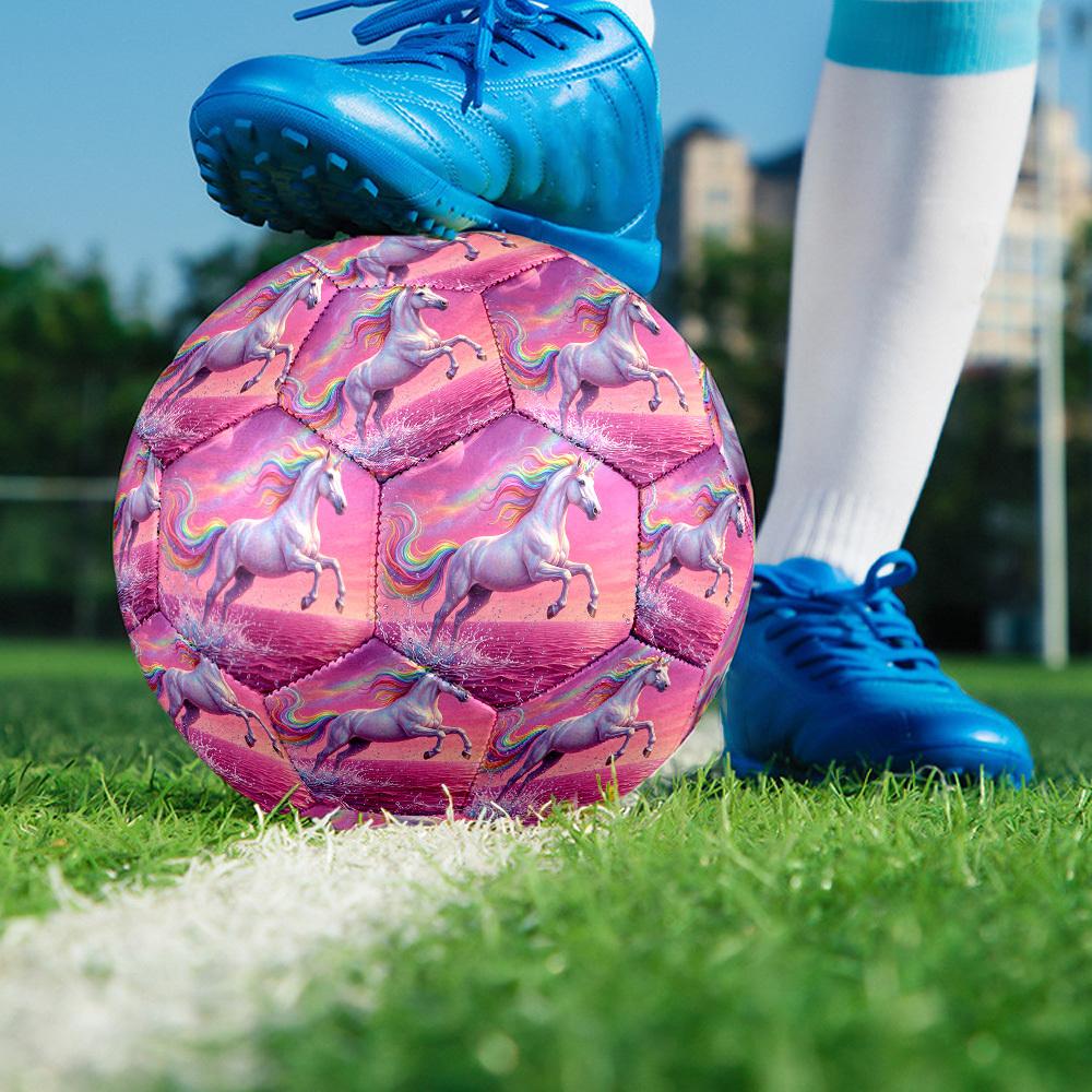 1pc Rainbow Unicorn Fantasy Theme Soccer Ball Football, Size 5, Lightweight PVC, Durable Outdoor Training Soccer Ball, Gift m61491