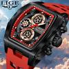 Модные мужские часы-хронограф с силиконовым ремешком, многофункциональный циферблат, водонепроницаемые светящиеся мужские кварцевые часы
