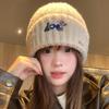 Puppy Embroidered Knitted Hat for Women In Autumn and Winter Warm Sweet Cute Versatile Face Showing Small Pullover Hat, Trendy