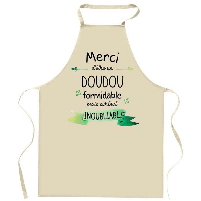 Tablier de cuisine - Doudou Merci Inoubliable - Impression bretonne - Coton résistant - Made in France