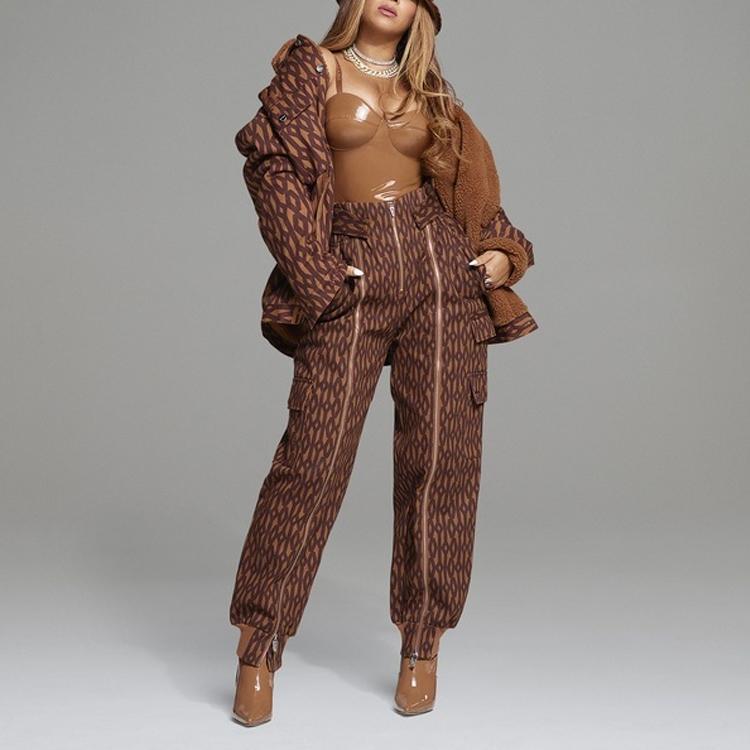 Adidas Originals X Ivy Park Clover Pattern Print Повседневная куртка Мужская верхняя одежда Красный Коричневый HB8438