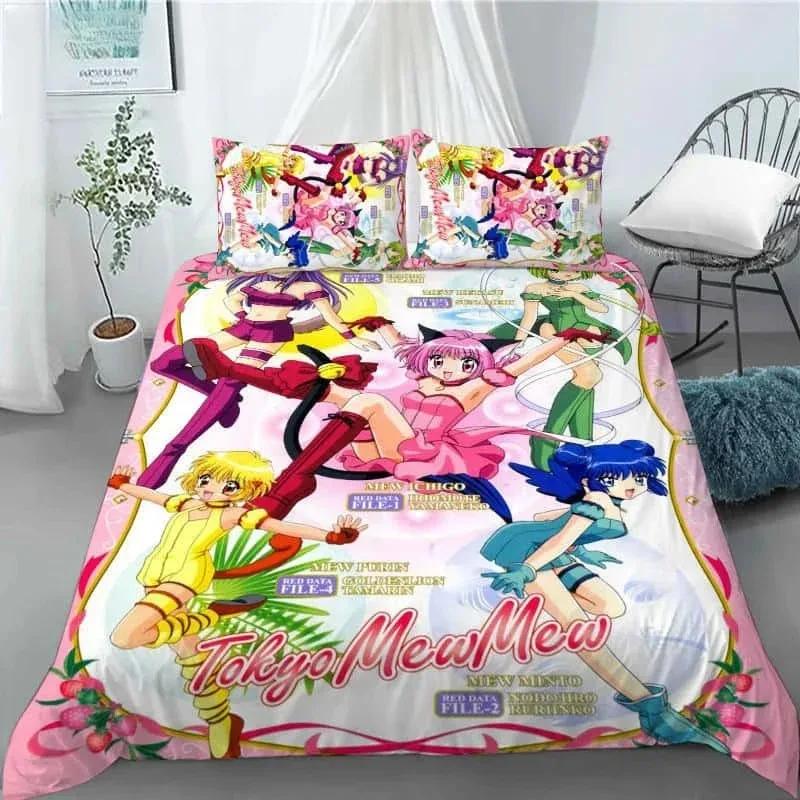 Новый 3D Аниме Каваи Девушки Tokyo.Mew.Mew Постельный Комплект С Принтом Наволочка Пододеяльник Мягкое Постельное Белье Домашний Текстиль Размер Квин Кинг