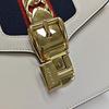 [Pre-Owned] Sylvie Gold Buckle Striped Web Leather Mini Tote Shoulder Crossbody Bag - Very Good #18NBE97
