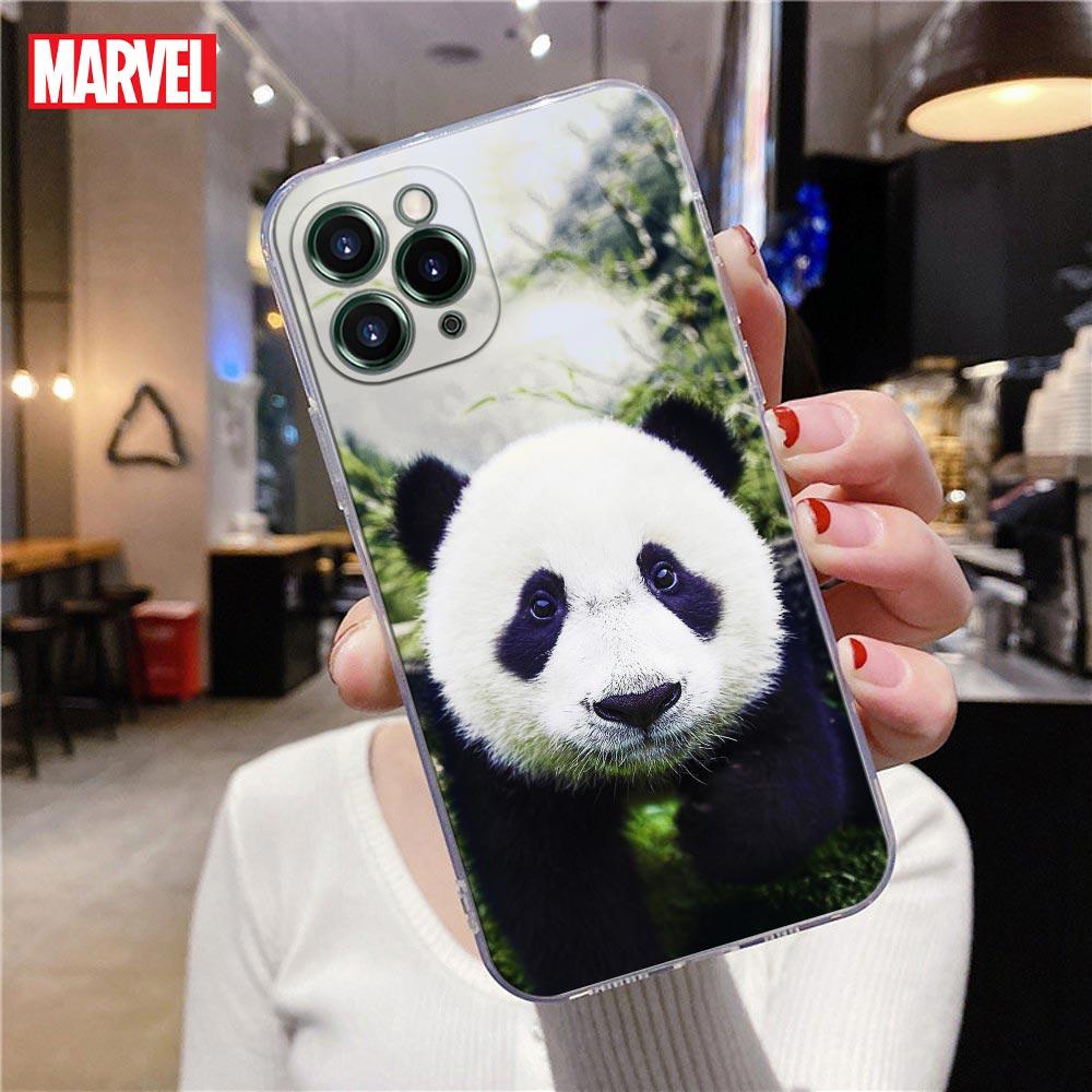 Прозрачный чехол для телефона с изображением китайского малыша панды для Apple iPhone 13 12 11 mini Pro Max XS X XR 7 8 Plus SE, милые чехлы, чехол Lazy Bear