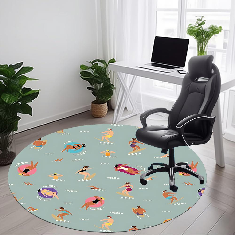 1pc Surfers Office Round Rug, Non-slip, Soft and Durable Office Rug for Interior Decoration, Perfect for Office, Beautiful Decoration yy260324015