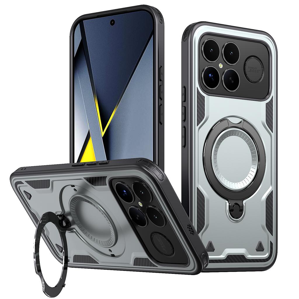 Бронированный противоударный чехол Fundas для Xiaomi Poco F8 Pro Ultra Redmi K90Pro Max 360° Вращающаяся магнитная подставка ТПУ Пластиковая крышка для телефона
