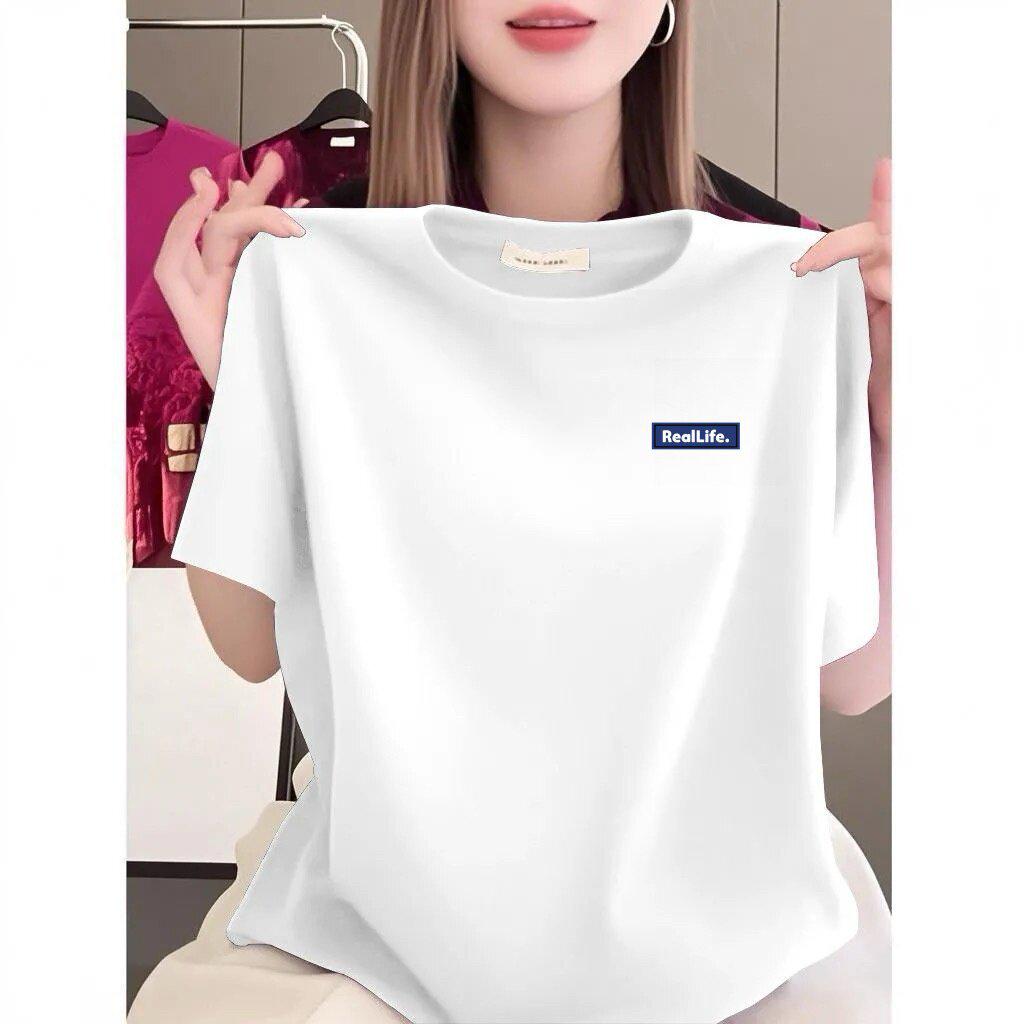 Женская распродажа Высококачественная черная круглая шея короткий рукав свободная футболка - Стильный и универсальный повседневный топ