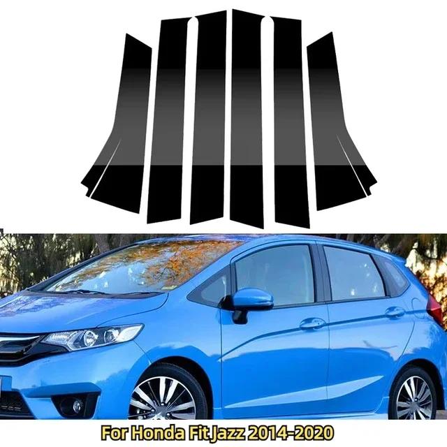 Накладка на стойку B двери окна автомобиля для Honda Accord Civic CRV Jazz HRV Черный Углеродное волокно Зеркальный эффект Поликарбонатная наклейка