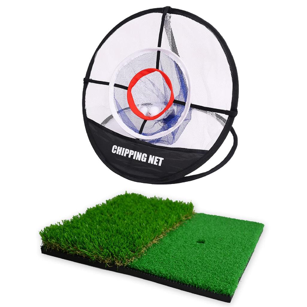 Sac Taske Approach Practice Net, Foldable Golf Practice Aid, Lightweight and Compact, for Home and Indoor Use (Includes 2-Way Mat)